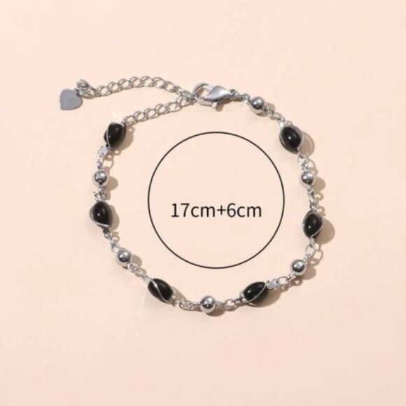 Sleek Silver and Black Bead Bracelet - Picture 4 of 5